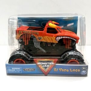 New Monster Jam El Toro Loco Truck 1:24 Spin Master Orange Flame Bull True Metal